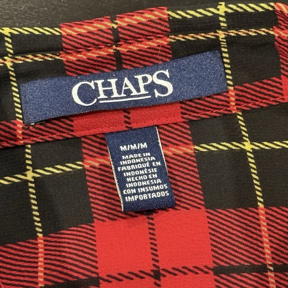 Chaps Sheer Red Plaid Button Down Womens Holiday Christmas Top Blouse Sz Medium - Picture 5 of 8